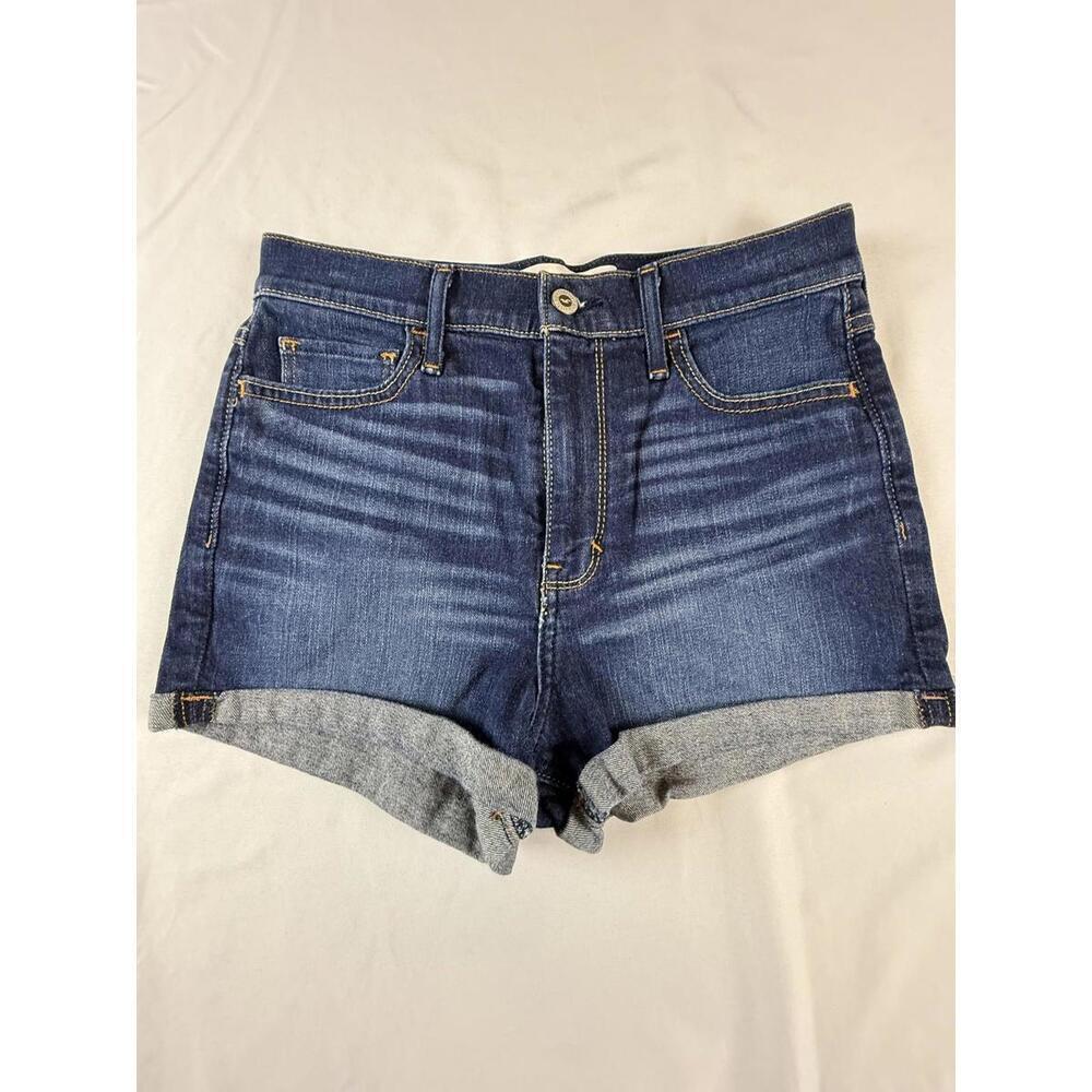 Hollister Denim Micro Shorts Junior 3 High Rise Cuffed Cutoff Stretch Casual